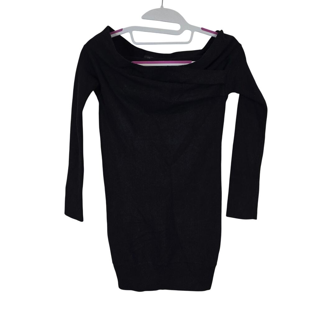 Women's Hers & Mine Black Off The Shoulder Tunic Sweater | Size Small